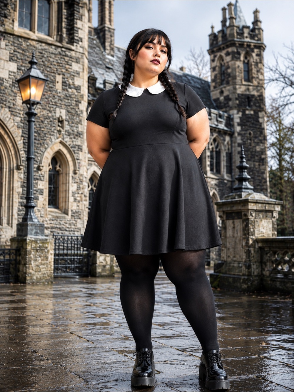 torrid Black Mini Dress with White Peter Pan Collar Size 1